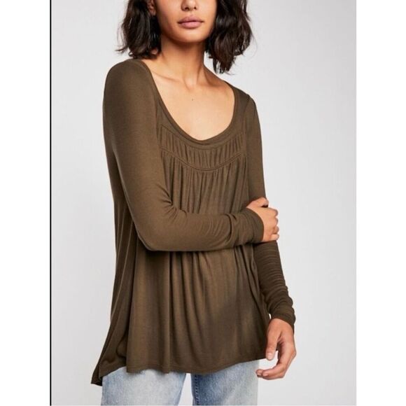 Free People We The Free Love Valley XS Green Long Sleeve Blouse - Picture 2 of 5